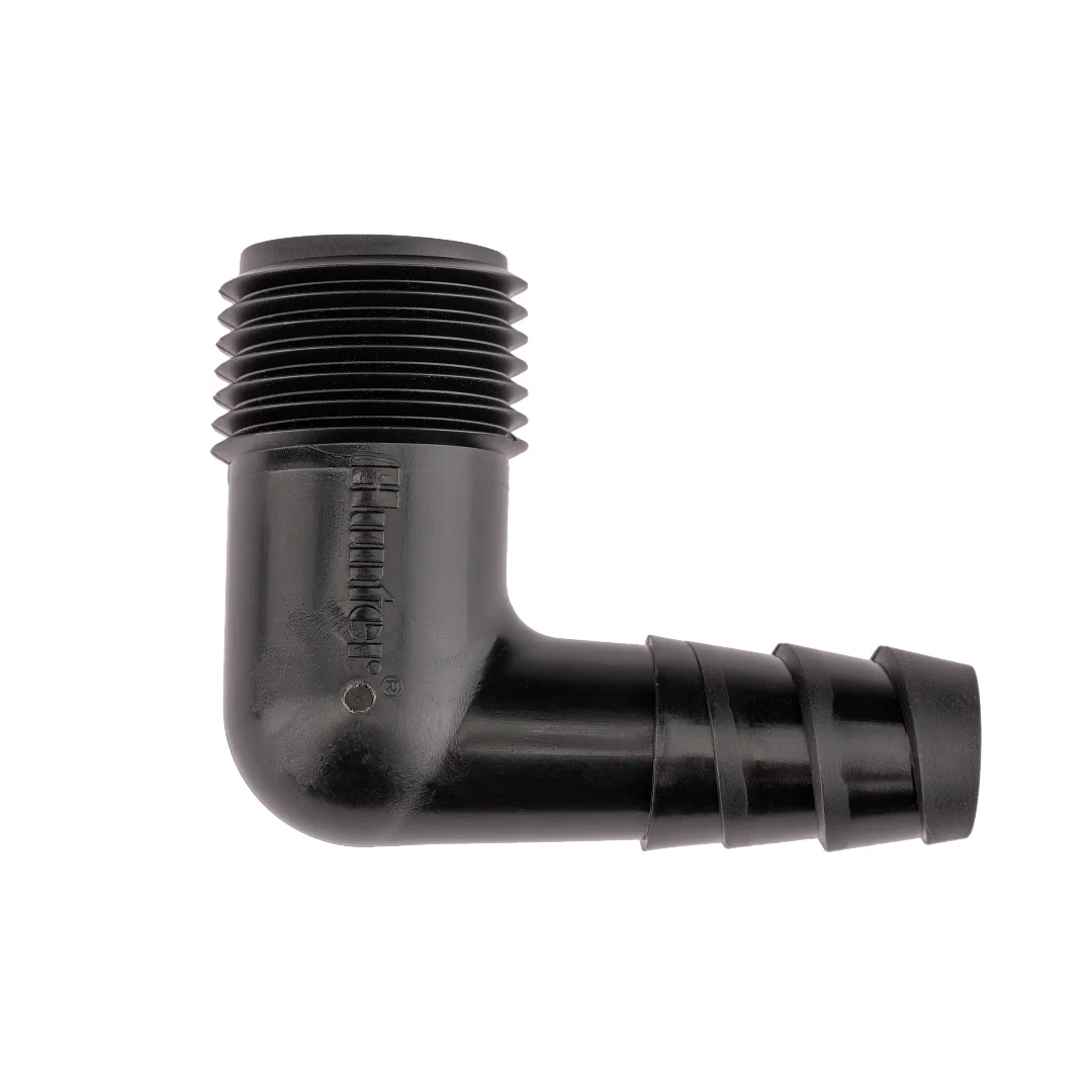 ½" male thread x spiral barb elbow, black - Image 1